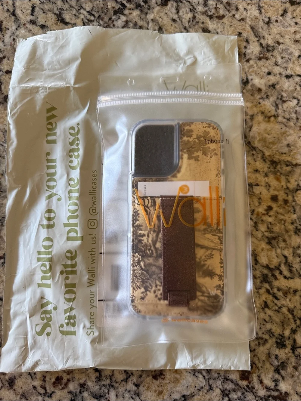 Wallis Brown Floral Grip Strap Phone Case with Clear Edges